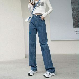 youthful high waist straight jeans loose & trendy fit 1351