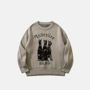 youthful hounds print sweater   iconic & cozy streetwear 5832