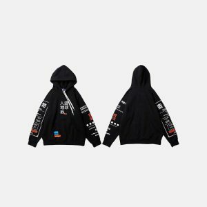 youthful japanese letter print hoodie iconic street style 2169