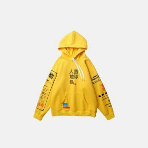 youthful japanese letter print hoodie iconic street style 5157