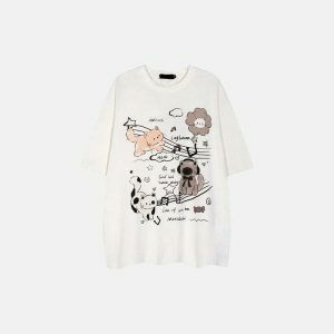 youthful kanji cats graffiti tee urban & vibrant style 3739