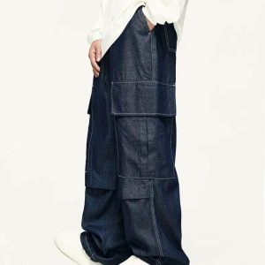 youthful large pocket cargo pants   baggy & trendy fit 2397