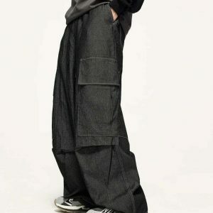 youthful large pocket cargo pants   baggy & trendy fit 5567