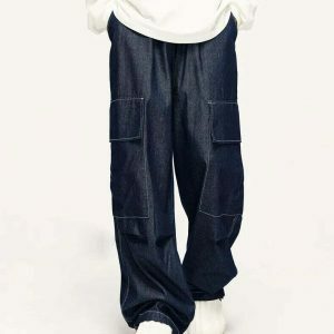 youthful large pocket cargo pants   baggy & trendy fit 5646