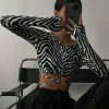 youthful leopard print crop top slim & backless design 6097