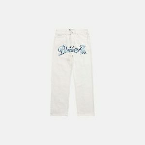 youthful letter embroidered denim edgy distressed look 4260