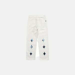 youthful letter embroidered denim edgy distressed look 5129