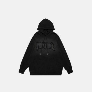 youthful letter embroidered hoodie oversized & trendy 1816