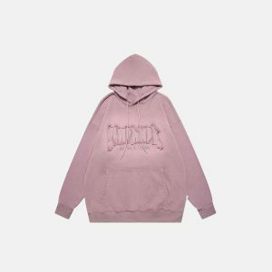 youthful letter embroidered hoodie oversized & trendy 6551