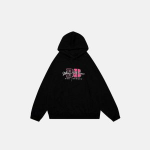 youthful letter print hoodie dynamic back to back design 7663