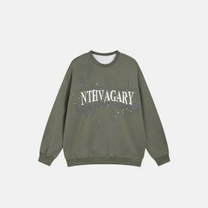 youthful letter print sweatshirt loose & trendy fit 6608