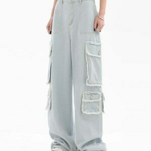 youthful light blue cargo jeans   sleek & streetwise comfort 2459