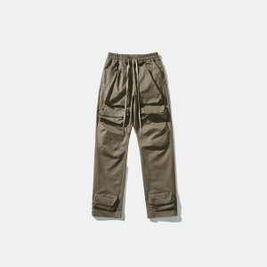 youthful long drawstring cargo pants   streetwear essential 3766