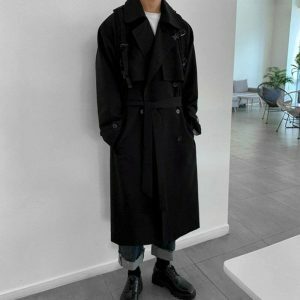 youthful long windbreaker coat loose & dynamic style 4645