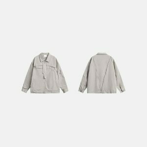youthful long zip up denim jacket streetwise & sleek 4001