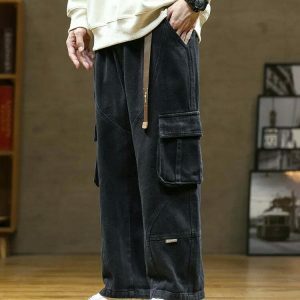 youthful loose cargo pants multi pockets & straight fit 1589