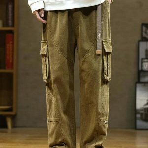 youthful loose cargo pants multi pockets & straight fit 2577