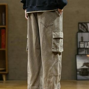 youthful loose cargo pants multi pockets & straight fit 2764