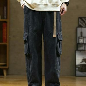 youthful loose cargo pants multi pockets & straight fit 3719