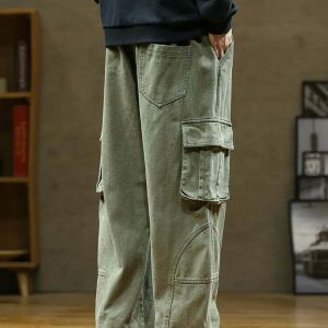 youthful loose cargo pants multi pockets & straight fit 5131