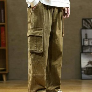 youthful loose cargo pants multi pockets & straight fit 5484