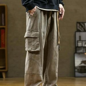 youthful loose cargo pants multi pockets & straight fit 6213