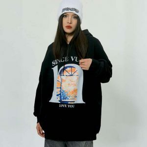 youthful love you graphic hoodie   trendy & cozy streetwear 1955