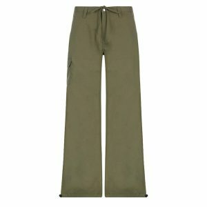 youthful low waist cargo pants   sleek drawstring design 2788