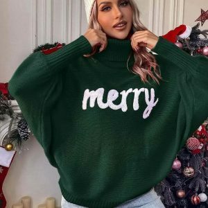 youthful merry letter knit sweater   iconic & cozy style 1538