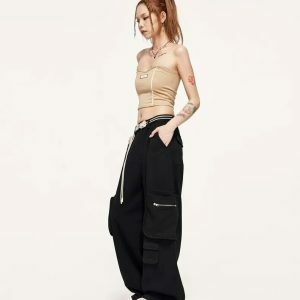 youthful multi pocket cargo pants wide leg & streetwise 2067