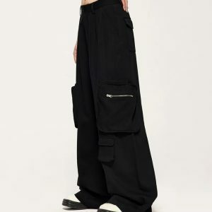 youthful multi pocket cargo pants wide leg & streetwise 7330