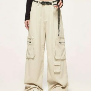 youthful multi pocket cargo pants wide leg & streetwise 8076