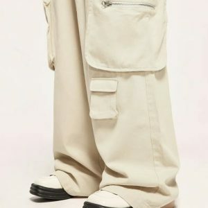 youthful multi pocket cargo pants wide leg & streetwise 8521