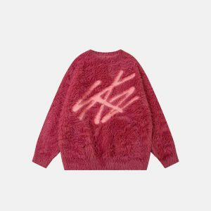 youthful oversized crewneck sweater fuzzy & cozy comfort 3431
