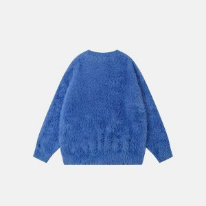 youthful oversized crewneck sweater fuzzy & cozy comfort 8837