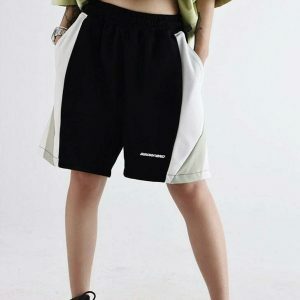 youthful patchwork track shorts baggy & trendy design 1817