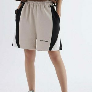 youthful patchwork track shorts baggy & trendy design 6815