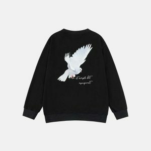 youthful pigeon graphic sweatshirt loose & trendy fit 4584