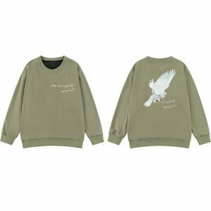 youthful pigeon graphic sweatshirt loose & trendy fit 5281