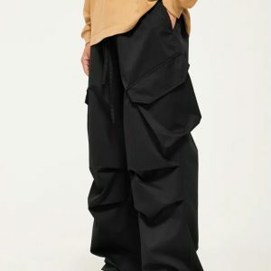 youthful pleated cargo pants baggy & trendy streetwear 4208