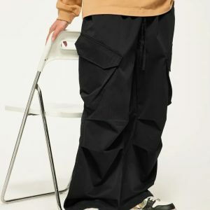 youthful pleated cargo pants baggy & trendy streetwear 4376