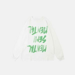 youthful reversed letter print tee dynamic long sleeve 4372