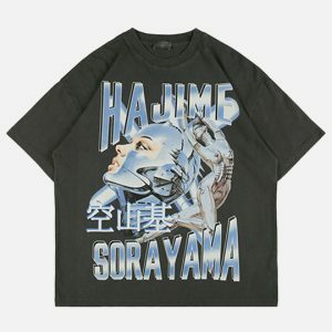 youthful robotic girl tee   dynamic & trendy streetwear 6140