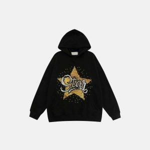 youthful sequin star hoodie dynamic graphic design 1463