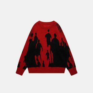 youthful shadow graphic knit sweater   urban & trendy 1687