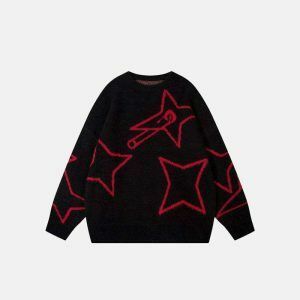 youthful shuriken star sweater loose & dynamic design 5414