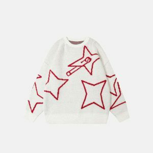 youthful shuriken star sweater loose & dynamic design 8034