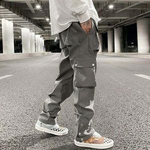 youthful side breasted cargo pants   streetwear revamp 7373