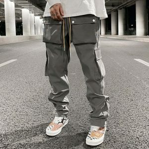 youthful side breasted cargo pants   streetwear revamp 8898
