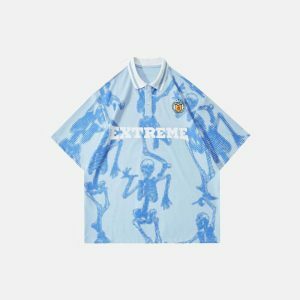 youthful skeleton soccer t shirt streetwear & edgy design 8148